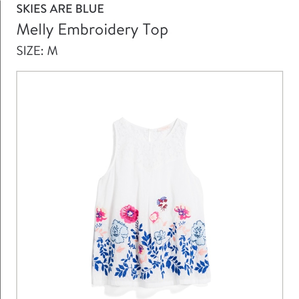 White tank with embroidery